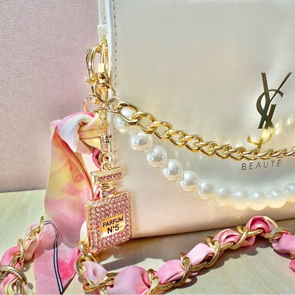 YSL Yves Saint Laurent Beaute White Makeup /Cosmetic Pouch /Xbody bag /2 Straps - Picture 3 of 10